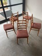5 ladderrug stoelen jaren 60 ploegwol, Ophalen, Bruin, ., 2de hands