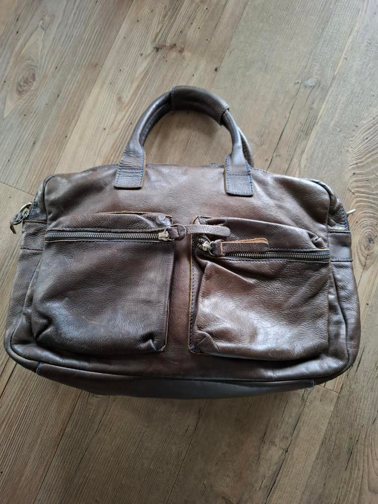 donkerbruine leren handtas van COWBOYS BAG model 1030, Ophalen of Verzenden, Gebruikt, Bruin, Handtas