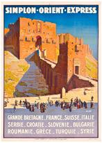 Orient Express Simplon Reis Poster Art Deco, Ophalen of Verzenden, Nieuw, Tram, Overige typen