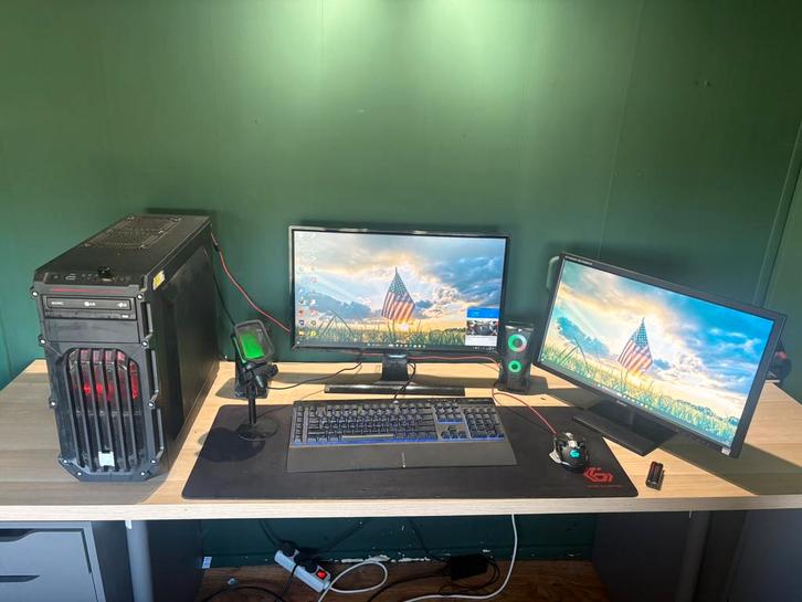 Met SPOED Complete Gaming Setup  Dual Monitor – i5 + GTX 970, Computers en Software, Desktop Pc's, Gebruikt, 3 tot 4 Ghz, SSD