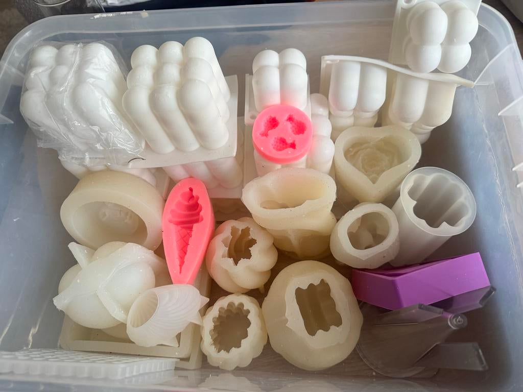 Siliconen mallen voor kaarsen, gips, zeep en meer, Gebruikt, Meerkleurig, Ophalen of Verzenden, Rubber