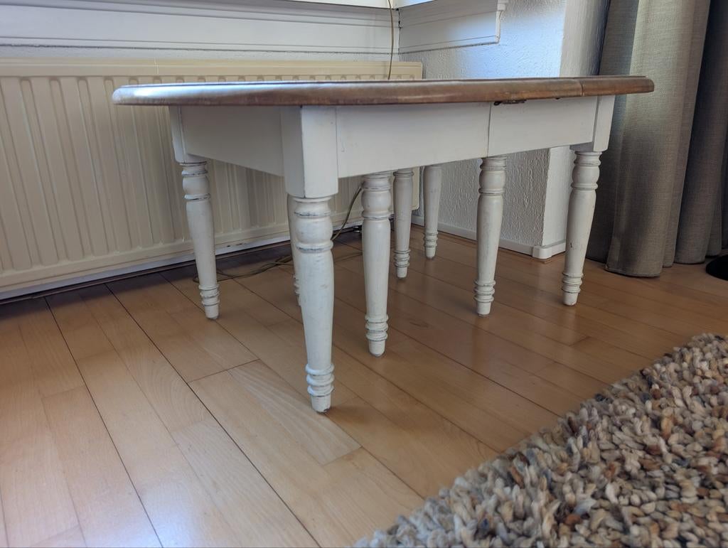 Rustieke uitschuifbare eiken salontafel, Huis en Inrichting, Tafels | Salontafels, Ophalen, Gebruikt, 50 tot 100 cm, Rustiek