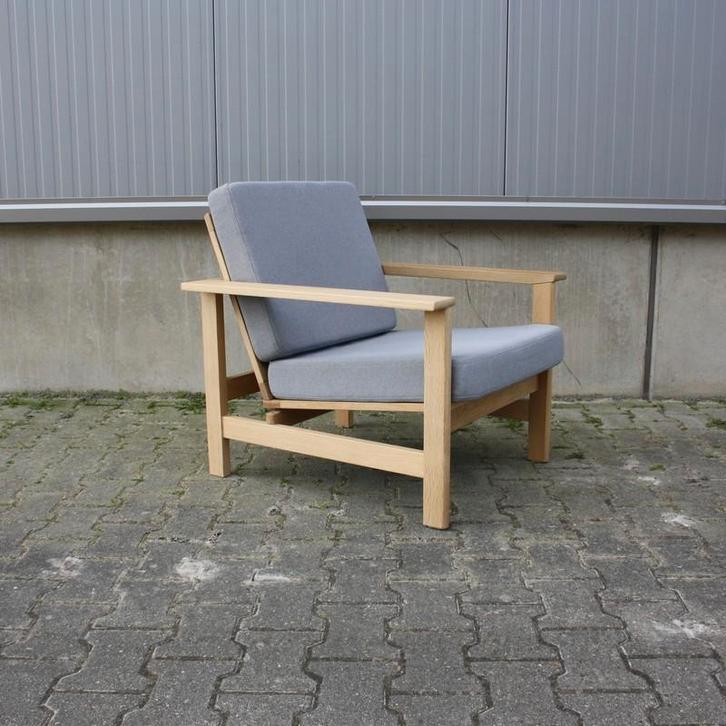 Originele Fredericia fauteuil model 2551| Soren Holst, Huis en Inrichting, Fauteuils, Gebruikt, Hout, Leer, Stof, 50 tot 75 cm
