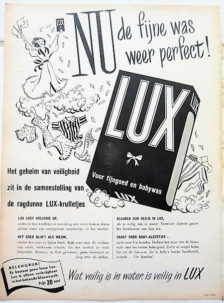34 vintage advertenties reclames Lux 35-70 wasmiddel Smurf, Verzamelen, Ophalen of Verzenden, Gebruikt, Overige typen