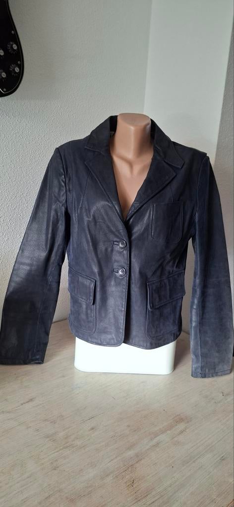 Leren jas LIV maat 42, heel donker blauw, als nieuw!, Blauw, Maat 42/44 (L), Ophalen of Verzenden, Zo goed als nieuw