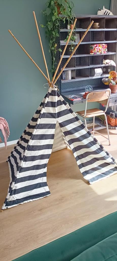 Tipi tent stof zwart wit, Ophalen, Zo goed als nieuw