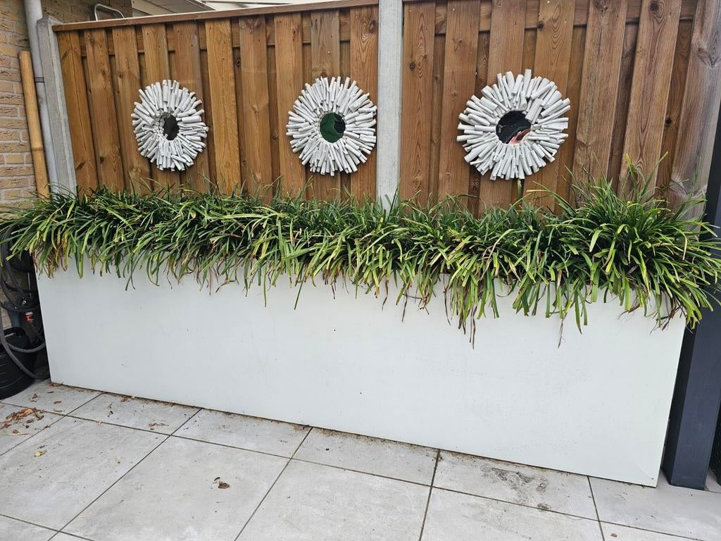 Witte stalen plantenbak 300x80x30 cm, Tuin en Terras, Bloembakken en Plantenbakken, Ophalen, Metaal