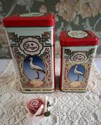 2 Vintage blikken, echte dessert muisjes, Dragee, ooievaar, Ophalen of Verzenden, Gebruikt, Overige, Overige merken
