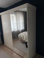 Vintage Kledingkast Gebroken Wit met Spiegel en Schuifdeur, Ophalen, Gebruikt, 200 cm of meer, 150 tot 200 cm