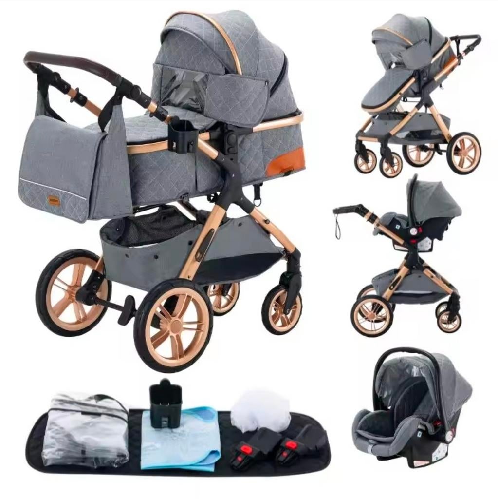 NIEUW 2-in-1 Kinderwagen Grijs, Met autostoeltje, Nieuw, Combiwagen, Ophalen