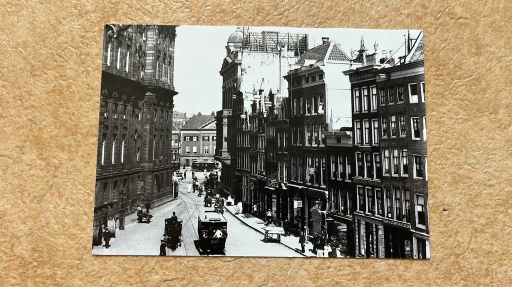 Amsterdam straatbeeld ca 1900 Utrechtsestraat reproductie, Ophalen of Verzenden, 1960 tot 1980, Ongelopen, Noord-Holland