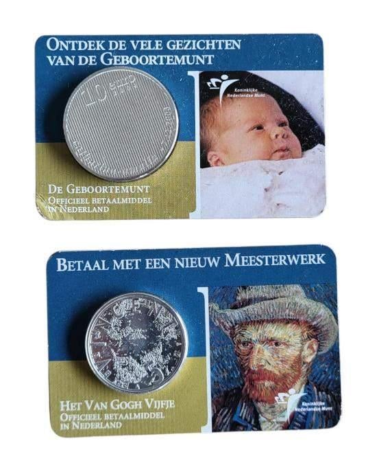 Nederland set 1e 4 coincards 5 en 10 Euro 2002-2004 (beschad, Setje, Koningin Beatrix, Zilver, Euro's