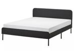 GRATIS Ikea slattum 140 x 200 met matras en twijfelaar, Ophalen, Gebruikt, Zwart, 140 cm