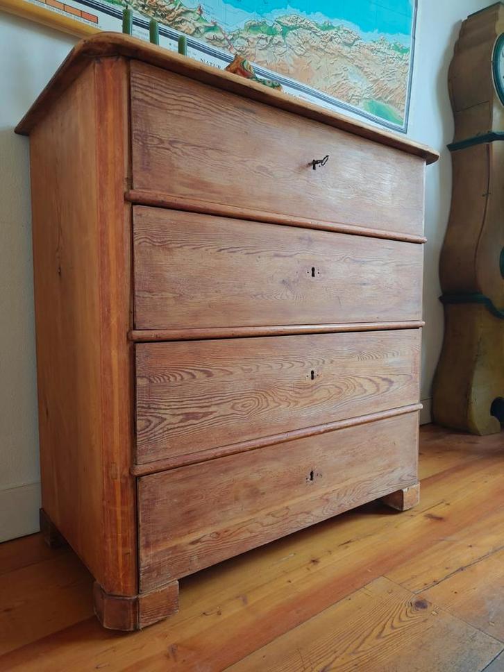 Antieke Zweedse ladekast., Huis en Inrichting, Kasten | Ladekasten, Gebruikt, Minder dan 100 cm, 50 tot 100 cm, 3 of 4 laden, Ophalen