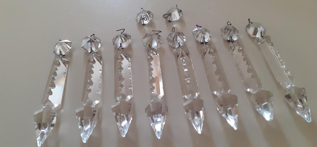 8 Antieke pegels voor kroonluchter, Antiek en Kunst, Ophalen of Verzenden