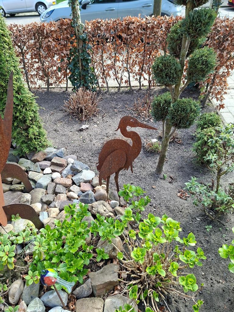 Reiger, staal, Tuin en Terras, Tuinbeelden, Ophalen, Gebruikt, Metaal, Dierenbeeld