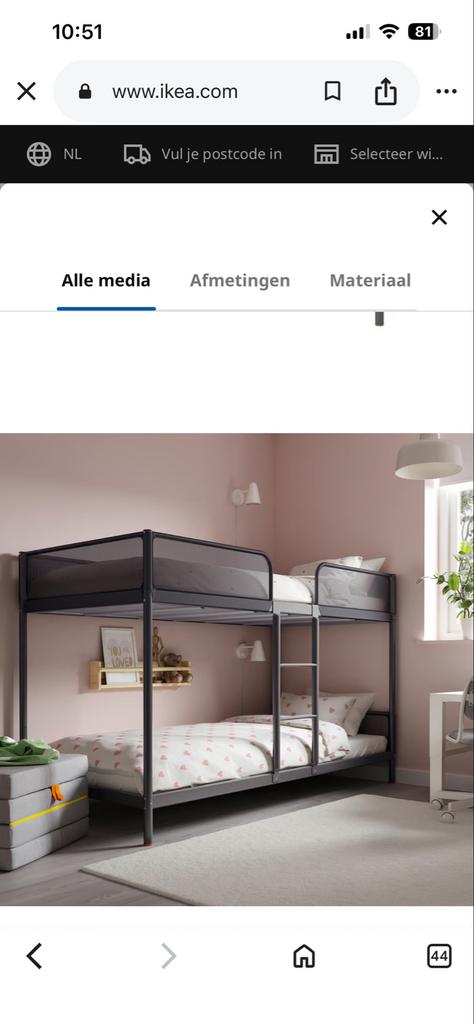 Stapelbed grijs, Huis en Inrichting, Slaapkamer | Stapelbedden en Hoogslapers, Gebruikt, 90 cm, 160 tot 180 cm, Tweepersoons