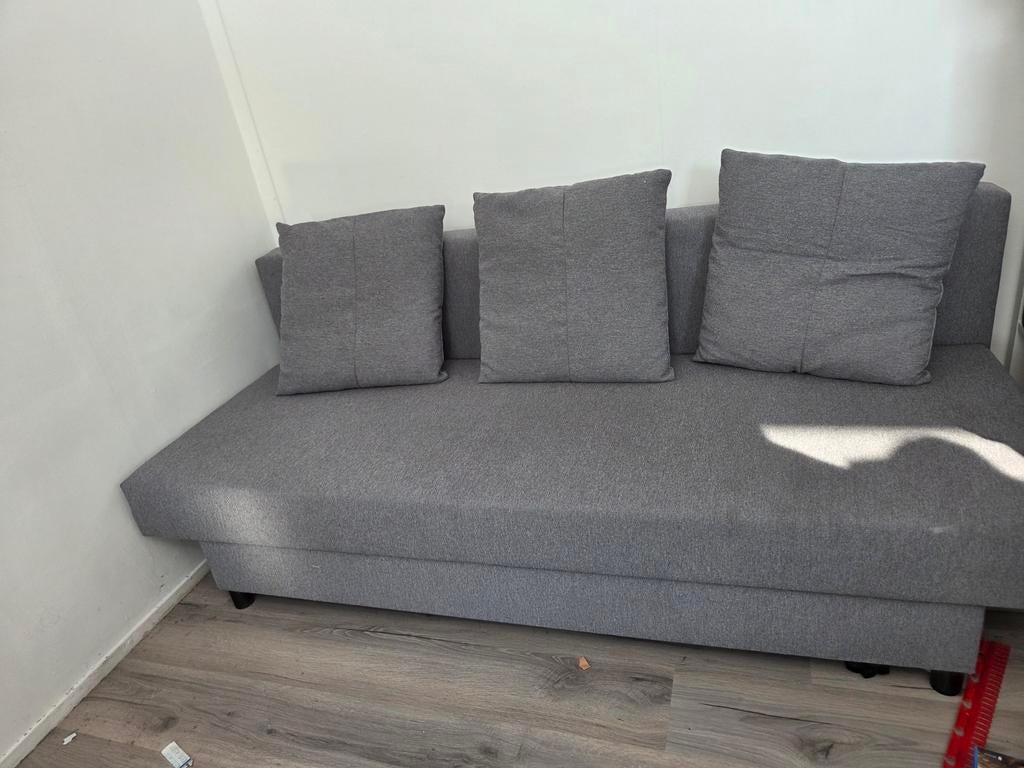 IKEA ALVDALEN Bedbank - Grijs EN extra toppermatras, Ophalen, Gebruikt, Tweepersoons, Overige maten