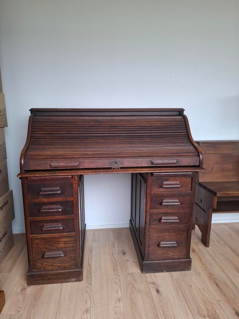 Antieke Secretaire, Rolluik, Cilinder Bureau, Antiek en Kunst, Ophalen of Verzenden