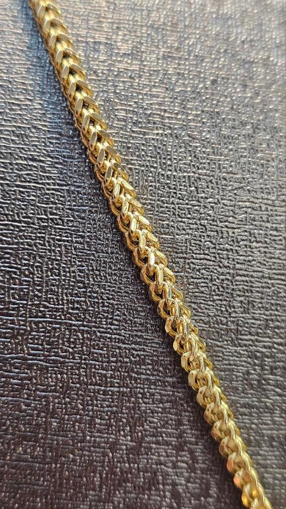 Prachtige vossenstaat 14karaat gouden ketting met AK hanger, Ophalen of Verzenden, Nieuw, Goud, Goud