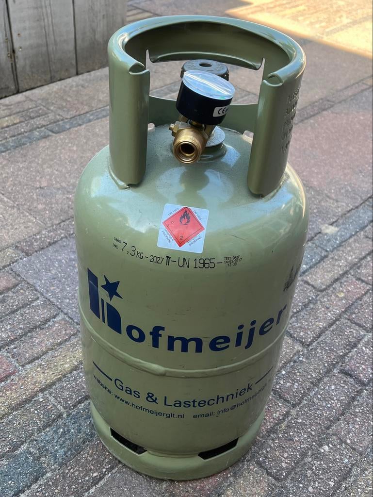 Hofmeijer propaan gasfles 7,3 kg met meter, Ophalen of Verzenden, Gebruikt
