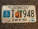 Kentekenplaat licenseplate Georgia Handicapped God Trust USA, Verzamelen, Verzenden, Gebruikt, Auto's