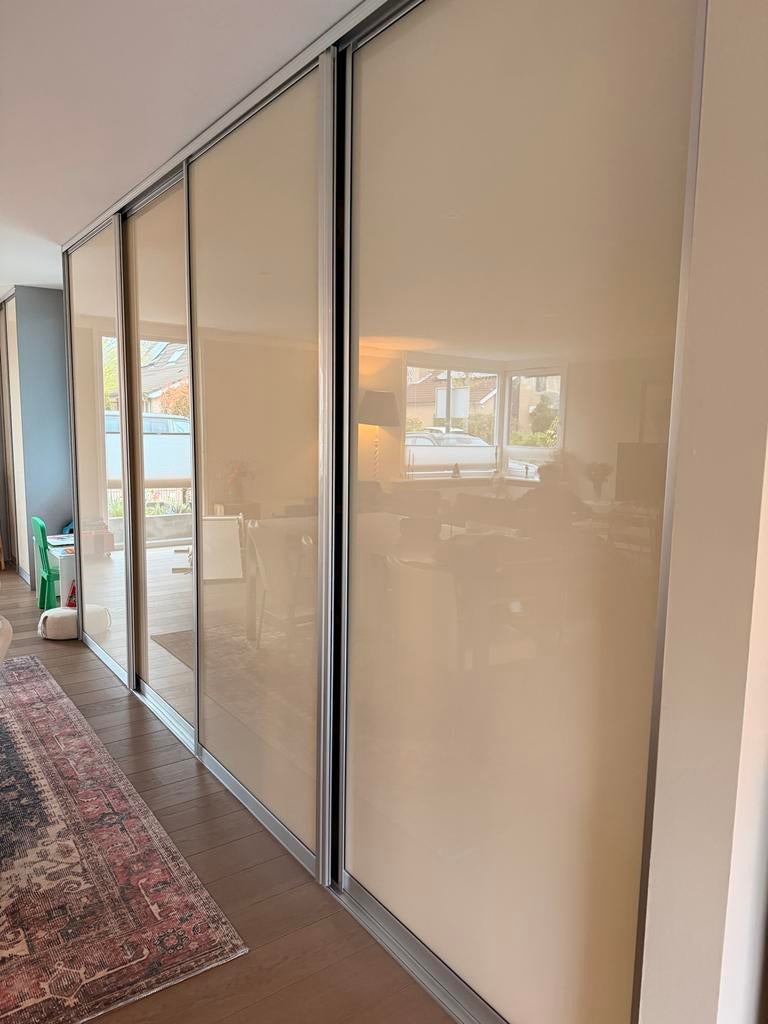 Hoogwaardige glazen schuifdeuren - beige/aluminium, Ophalen, Gebruikt, 200 cm of meer, 50 tot 100 cm