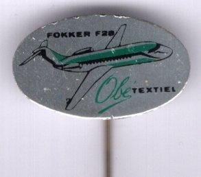 Fokker F20 vliegtuig Obé textiel blik speldje ( J_215 ), Verzenden, Nieuw, Merk, Speldje of Pin