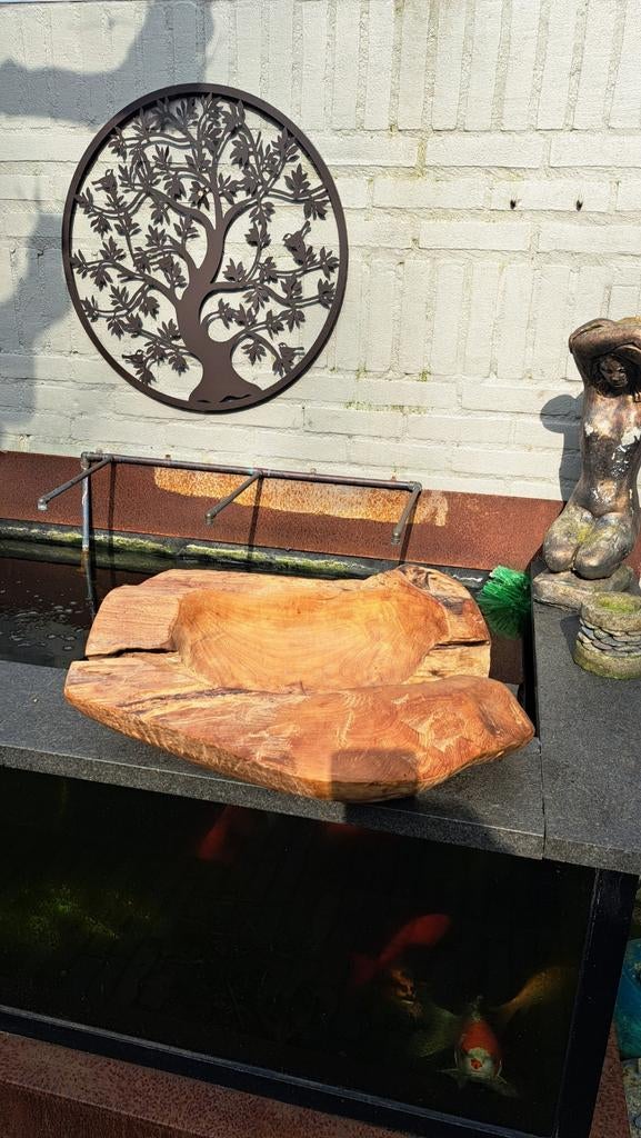 Zware hardhouten decoratieve schaal - Uniek design, Huis en Inrichting, Woonaccessoires | Schalen en Manden, Ophalen