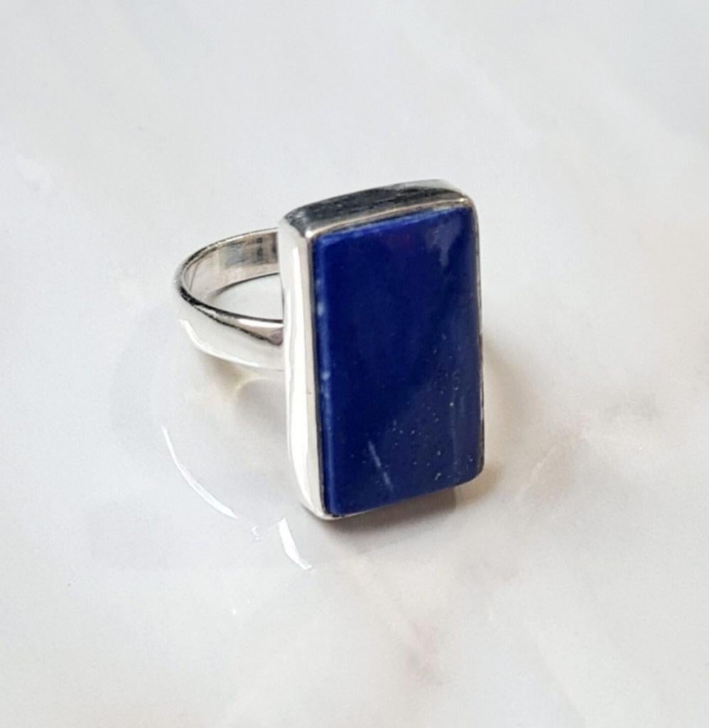 Lapis Lazuli 925 zilveren ring, Nieuw, 17 tot 18, Met edelsteen, Dame