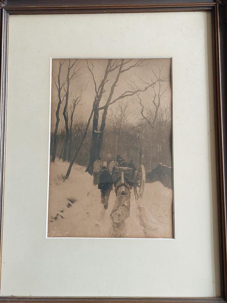 Gesigneerde tekening J.W.M. ?, Antiek en Kunst, Ophalen of Verzenden