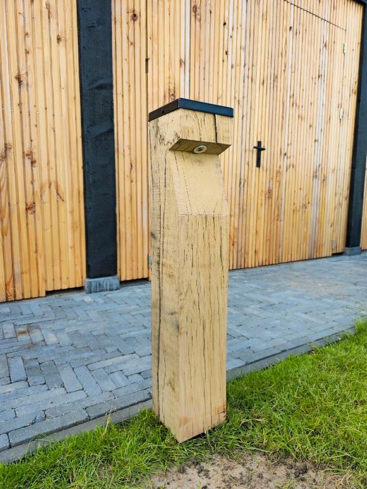 Houten tuinlampen op maat, Tuin en Terras, Buitenverlichting, Nieuw, Staande lamp, Hout, Minder dan 50 watt, Netvoeding, Bewegingssensor