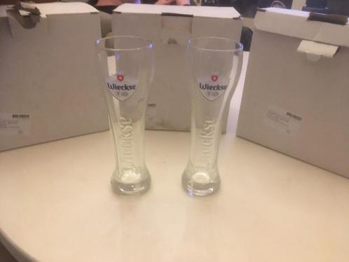 1 doos a6 stuks wieckse witte bier glazen model servaas 0,25, Verzamelen, Glas en Borrelglaasjes, Zo goed als nieuw, Bierglas