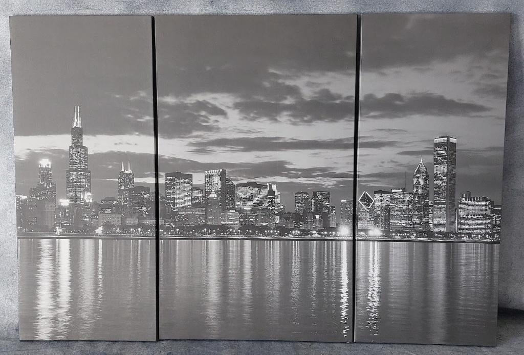 Drieluik skyline Chicago [5793]  [HuWoWa], Huis en Inrichting, Woonaccessoires | Wanddecoraties, Ophalen of Verzenden, Zo goed als nieuw