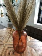 Vaas of Windlicht in frisse kleur met pampagras, Overige kleuren, Ophalen of Verzenden, Minder dan 50 cm, Glas