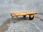 Vintage industriële kar - salontafel, Huis en Inrichting, Gebruikt, Minder dan 50 cm, Rechthoekig, 50 tot 100 cm