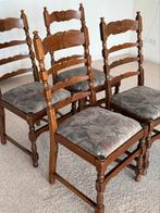 Vier eetkamerstoelen, massief eiken, TEAB, Huis en Inrichting, Stoelen, Ophalen, Gebruikt, Bruin, Vier