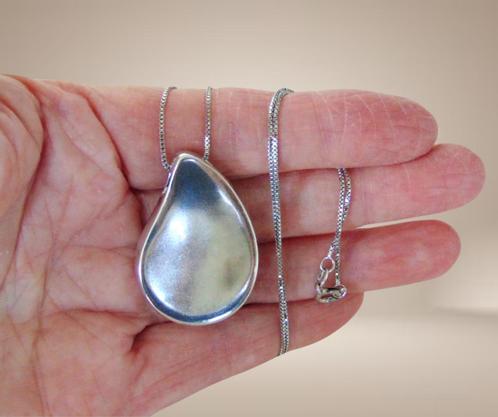 Prachtige 925 zilveren minimalistische GROTE druppel hanger!, Sieraden, Tassen en Uiterlijk, Kettinghangers, Zo goed als nieuw