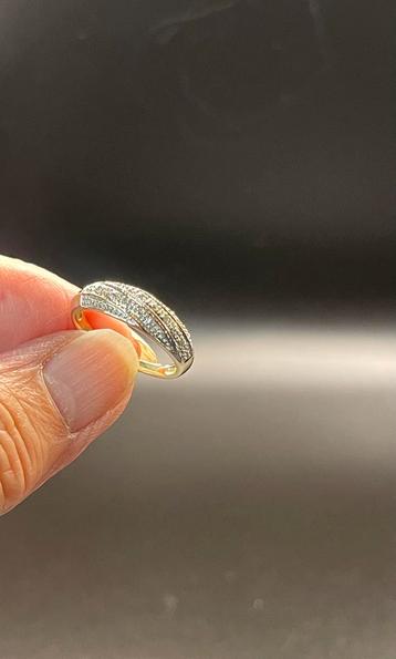 14K Bicolor gouden ring met Zirkonia maat 17 beschikbaar voor biedingen