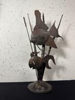 Vintage brutalist metalen decoratie vissen, Ophalen of Verzenden