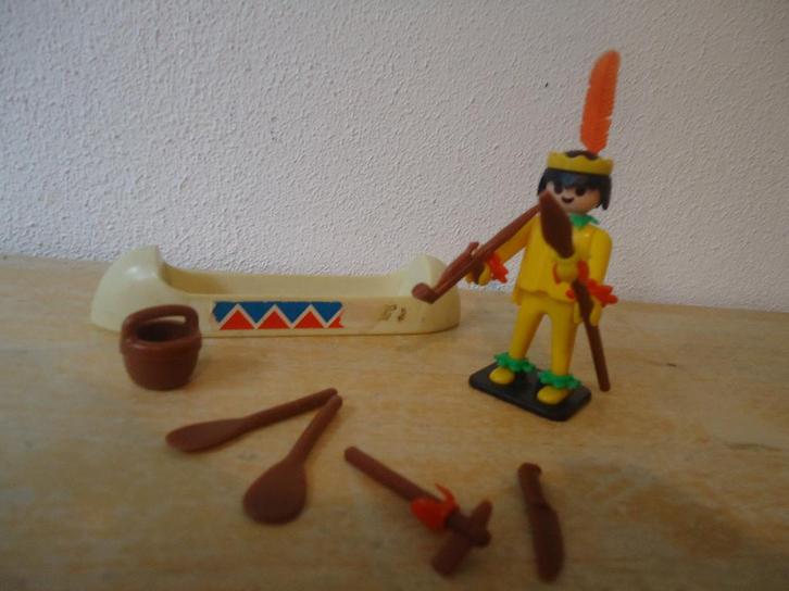 Vintage set van Playmobil 3352 Indiaan met kano, Kinderen en Baby's, Speelgoed | Playmobil, Gebruikt, Complete set, Ophalen of Verzenden