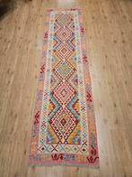Handgeweven oosterse wollen kelim loper 291x80, Huis en Inrichting, Stoffering | Tapijten en Kleden, Info@SlatsAntiek.nl, Crème