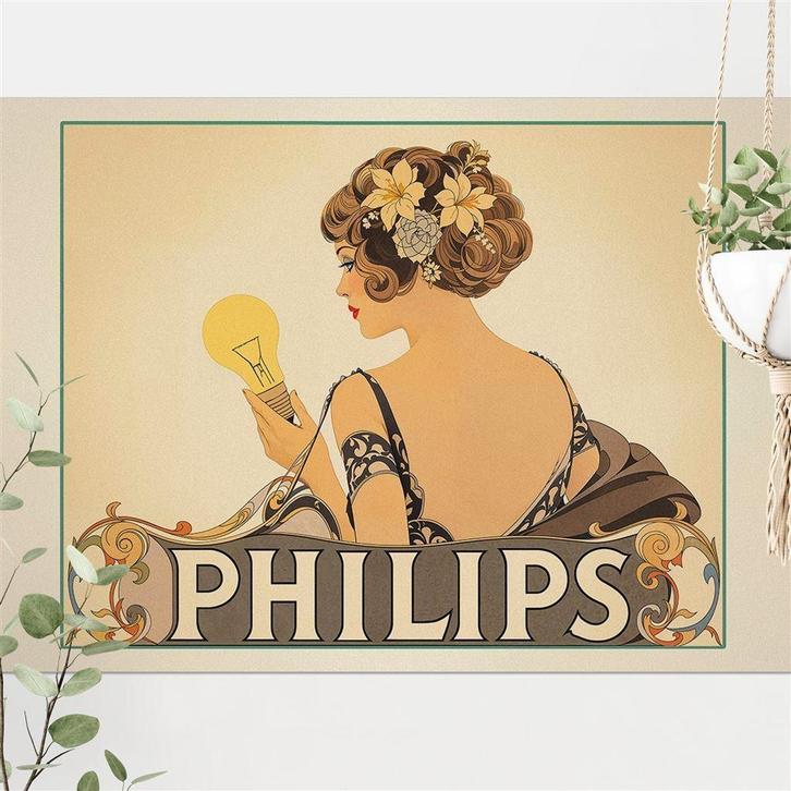 PHILIPS Lightbulb Lamp Art Deco Kunst Poster, Verzamelen, Posters, Nieuw, Film en Tv, A1 t/m A3, Ophalen of Verzenden