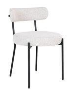 Eetkamerstoel - Wit Bouclé, Zwarte Poten, Ophalen, Nieuw, Wit, Vijf, Zes of meer stoelen