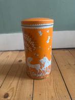 Retro bewaarblik oranje, Verzamelen, Blikken, Ophalen of Verzenden, Gebruikt, Beschuit