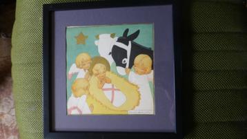 ingelijste lithografie ‘Kerstverhaal’  Jeanne Hebbelynck beschikbaar voor biedingen