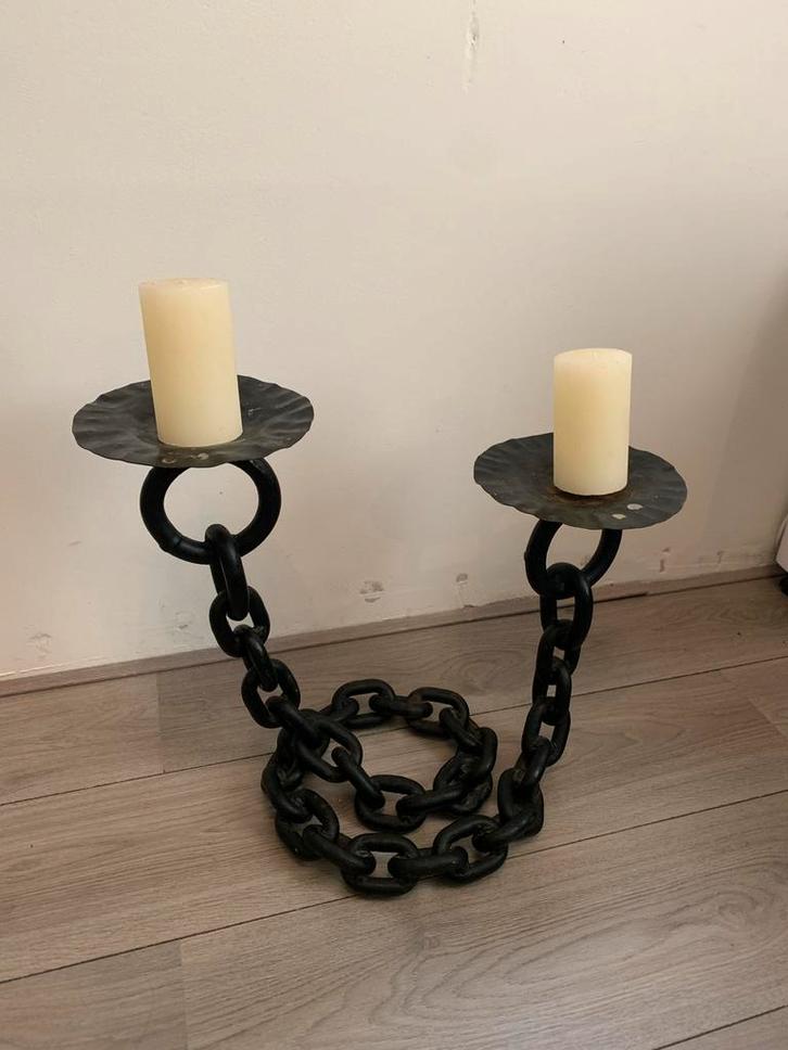 Antieke Kaarshouder van Scheepsketting - Curacao Souvenir, Antiek en Kunst, Antiek | Kandelaars, Overige materialen, Ophalen