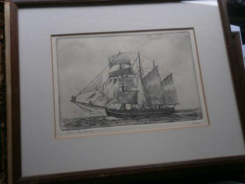 Mooie Ets van een Zeilschip door Bart Reindertsma, Antiek en Kunst, Kunst | Etsen en Gravures, Ophalen of Verzenden