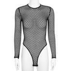 Zwarte fishnet dames bodystocking / doorzichtig bodysuit, Verzenden, Zwart, Body of Korset