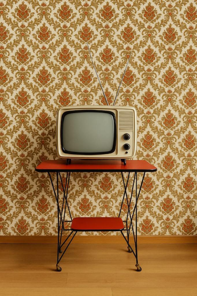 2222 vintage tv-tafeltje rood skai trolley 50s serveerwagen, Huis en Inrichting, Tafels | Sidetables, Zo goed als nieuw, 25 tot 50 cm